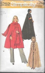 5252 SIMPLICITY LINED CAPE 2 LENGTHS, SCARF PATTERN LARGE 16-18